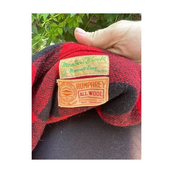 Vintage | 50s Humphrey Buffalo Plaid Wool Jacket Red Black Mackinaw Hunting Zip - Picture 13 of 15
